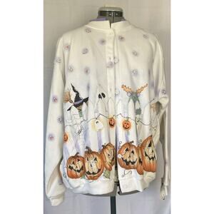Vintage 90s Artisans Sunschein Designs Halloween Cardigan Large